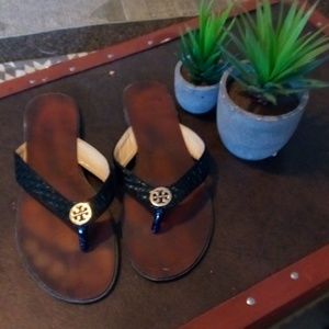 Tory Burch flip flops with Gold detail Size 9